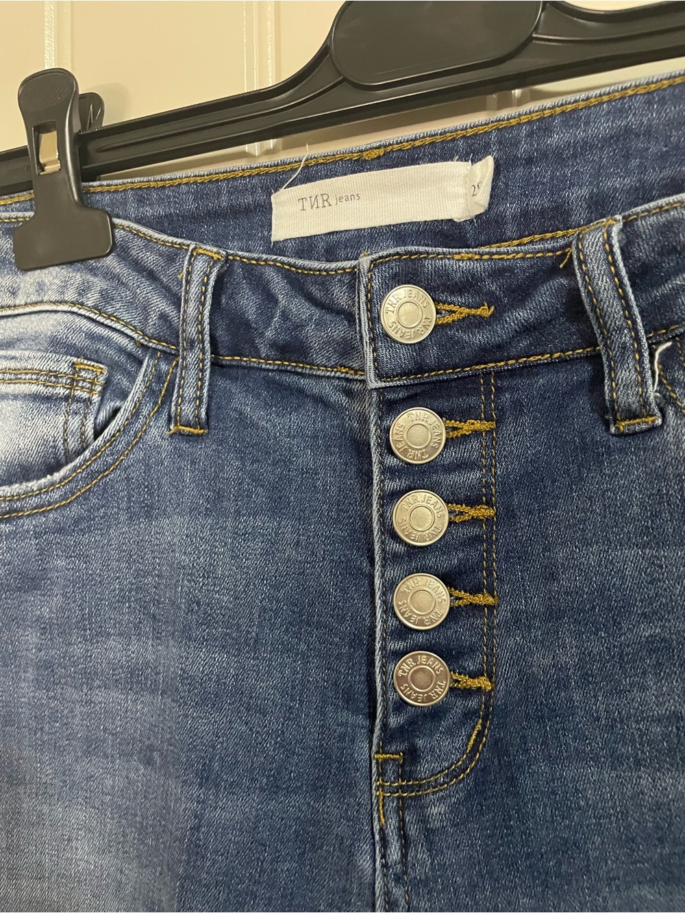 High-Rise Button-Fly Blue Flare Jeans - Picture 4 of 10